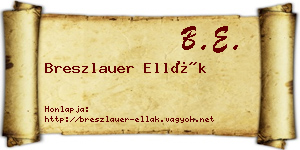 Breszlauer Ellák névjegykártya
